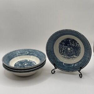 Currier & Ives 8 Old Farm Gate berry Bowls set of 4